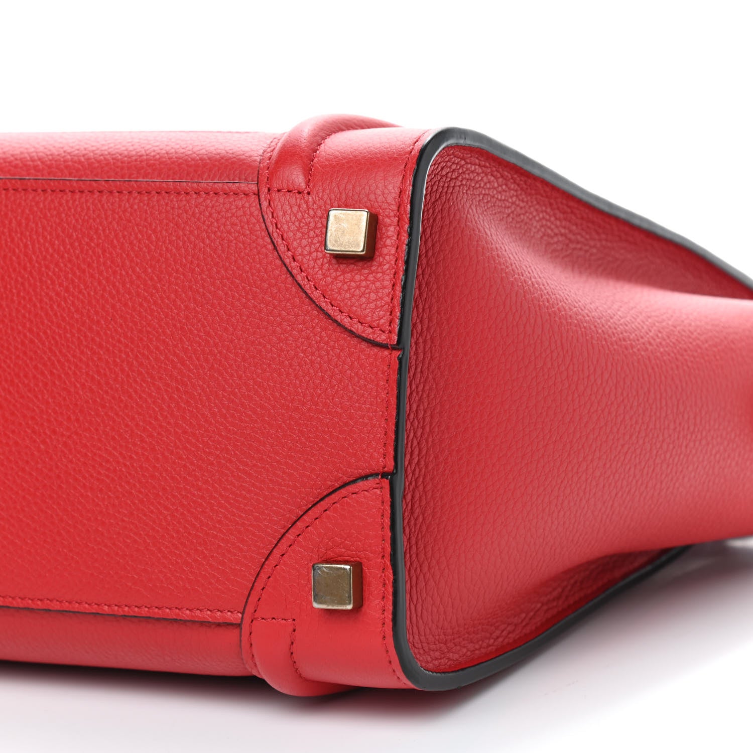 Celine Drummed Calfskin Micro Luggage Coquelicot 7 of 9