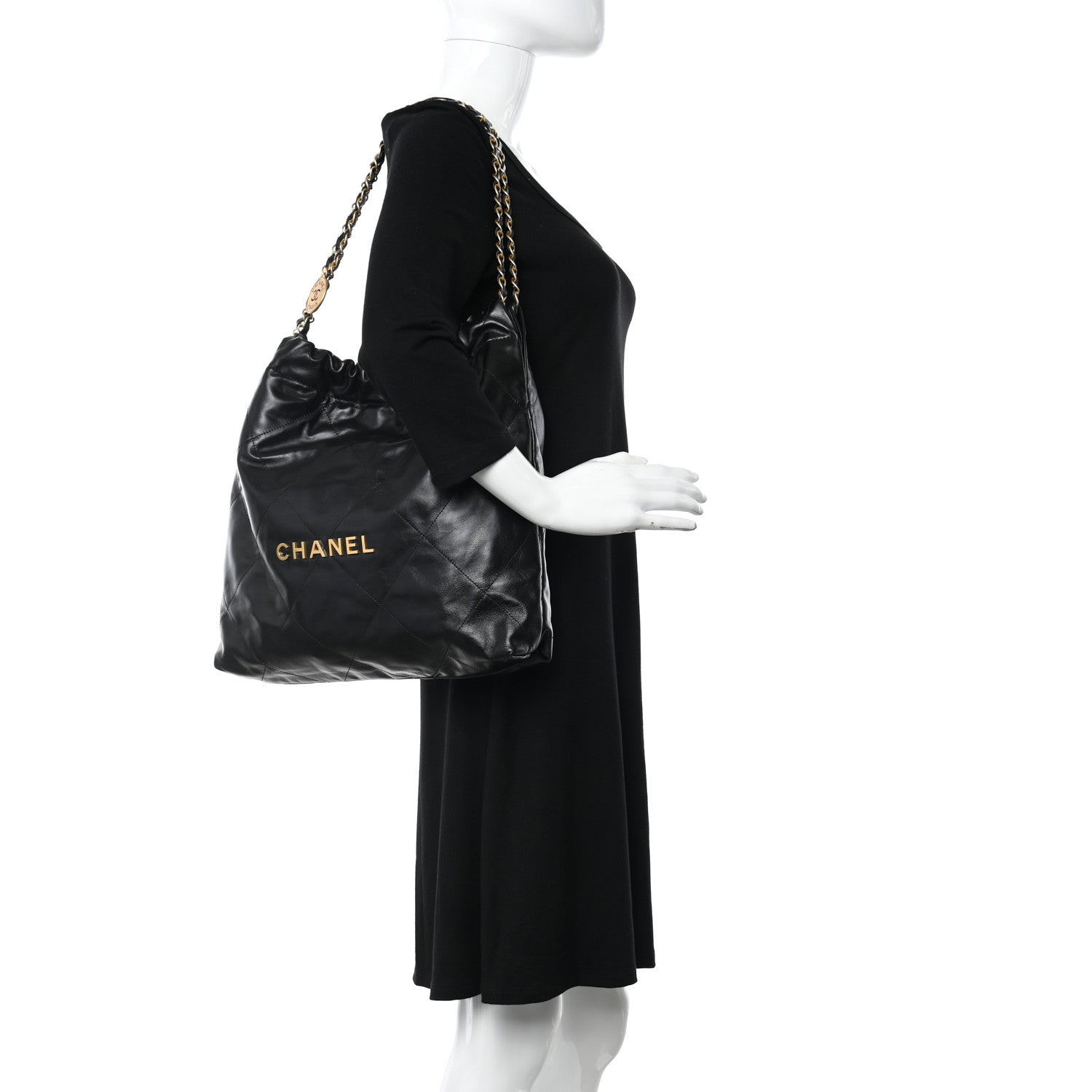 Chanel Shiny Calfskin Quilted Chanel 22 Black 3 of 11