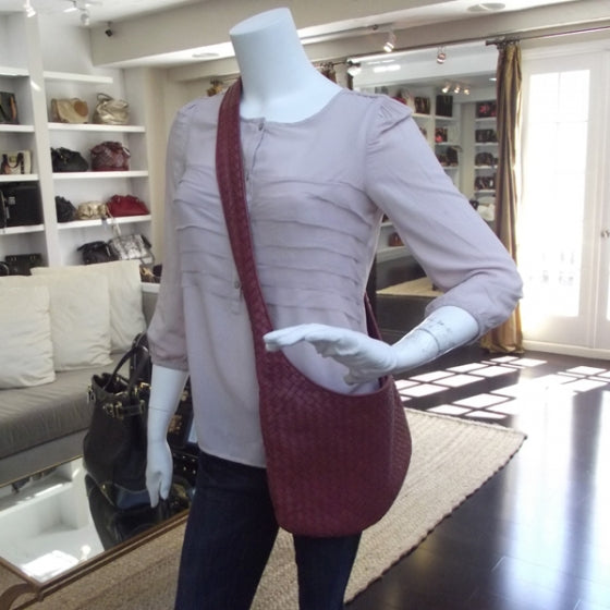 Bottega Veneta Woven Leather Shoulder Bag Red 2 of 10