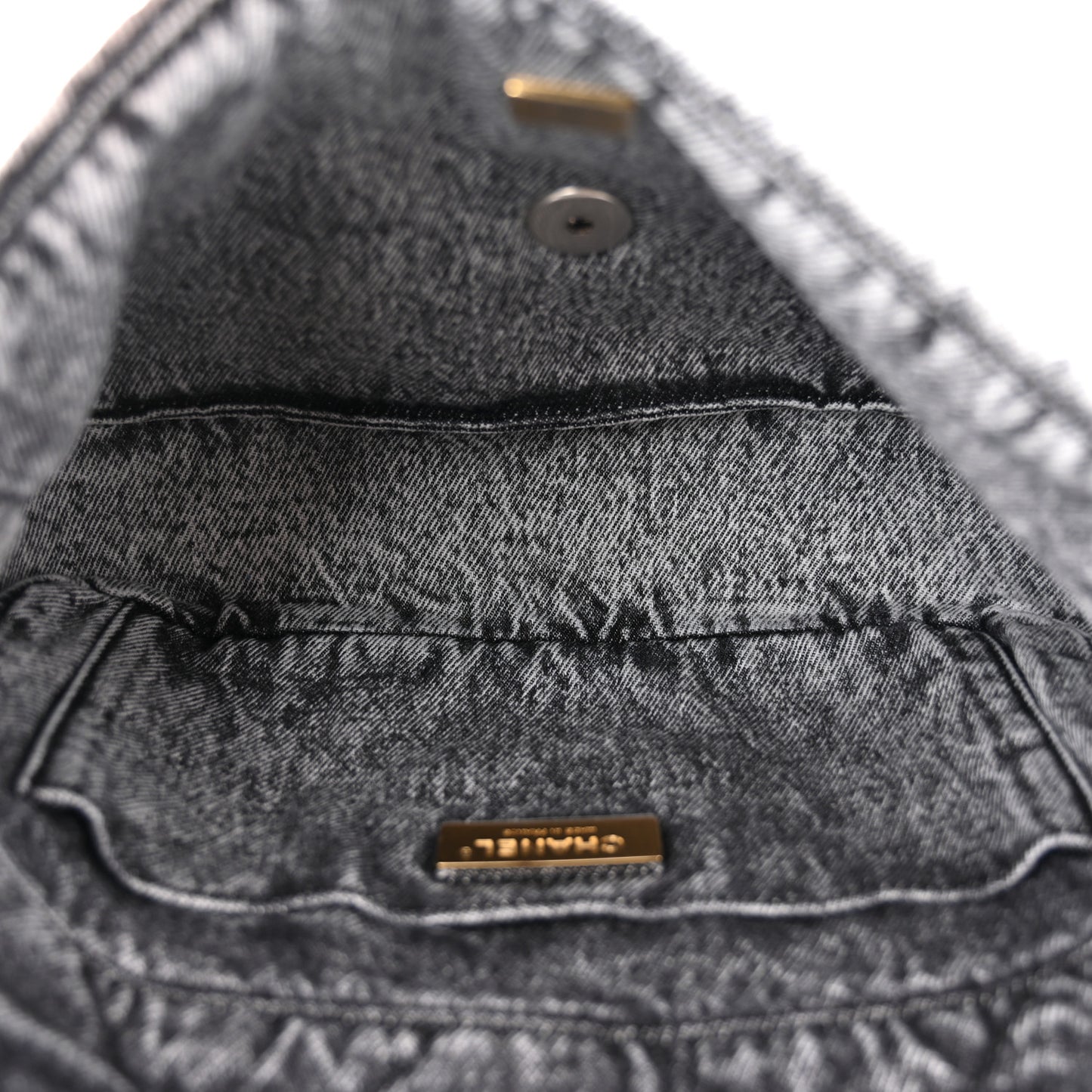 Washed Denim Quilted Medium Chanel 19 Flap Black White