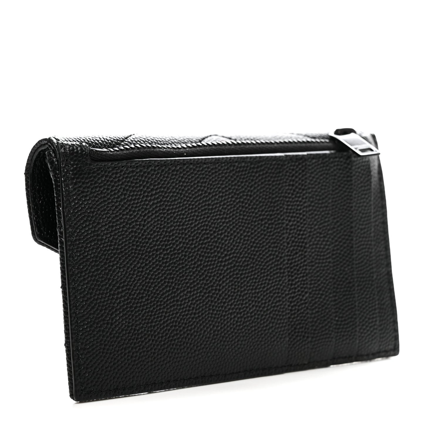 Grain De Poudre Matelasse Chevron Monochrome Flap Zippered Card Case Black