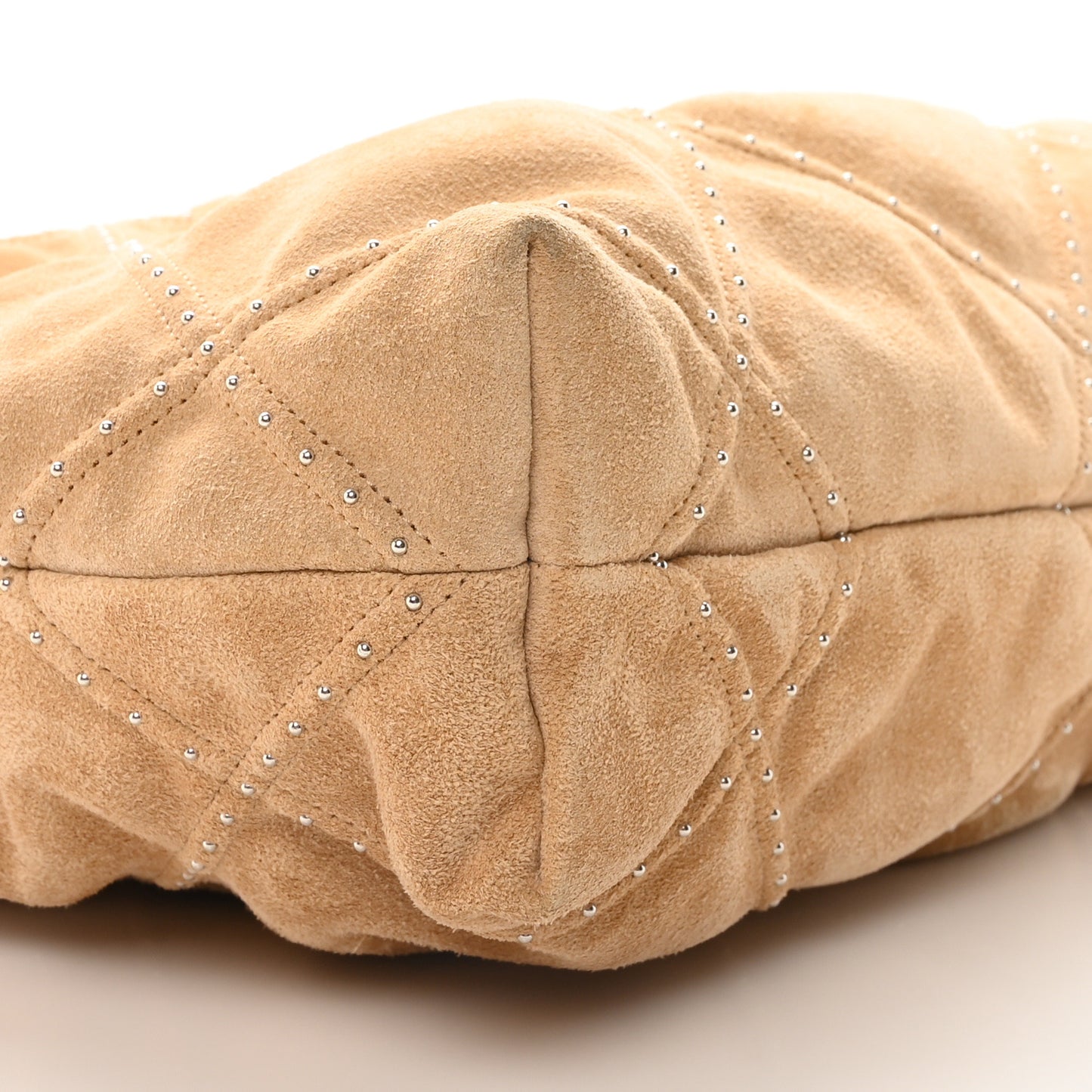 Suede Quilted Studded Small Chanel 22 Beige