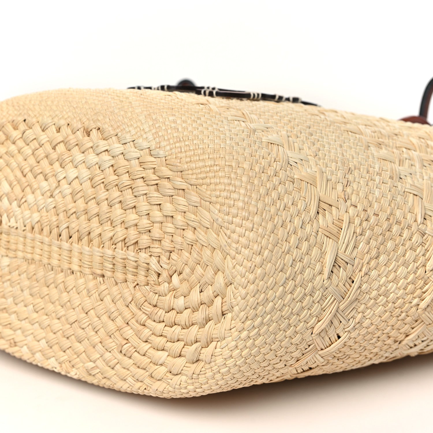 Loewe Calfskin Raffia Paulas Ibiza Medium Anagram Basket Tote Bag Natural Tan 9 of 9