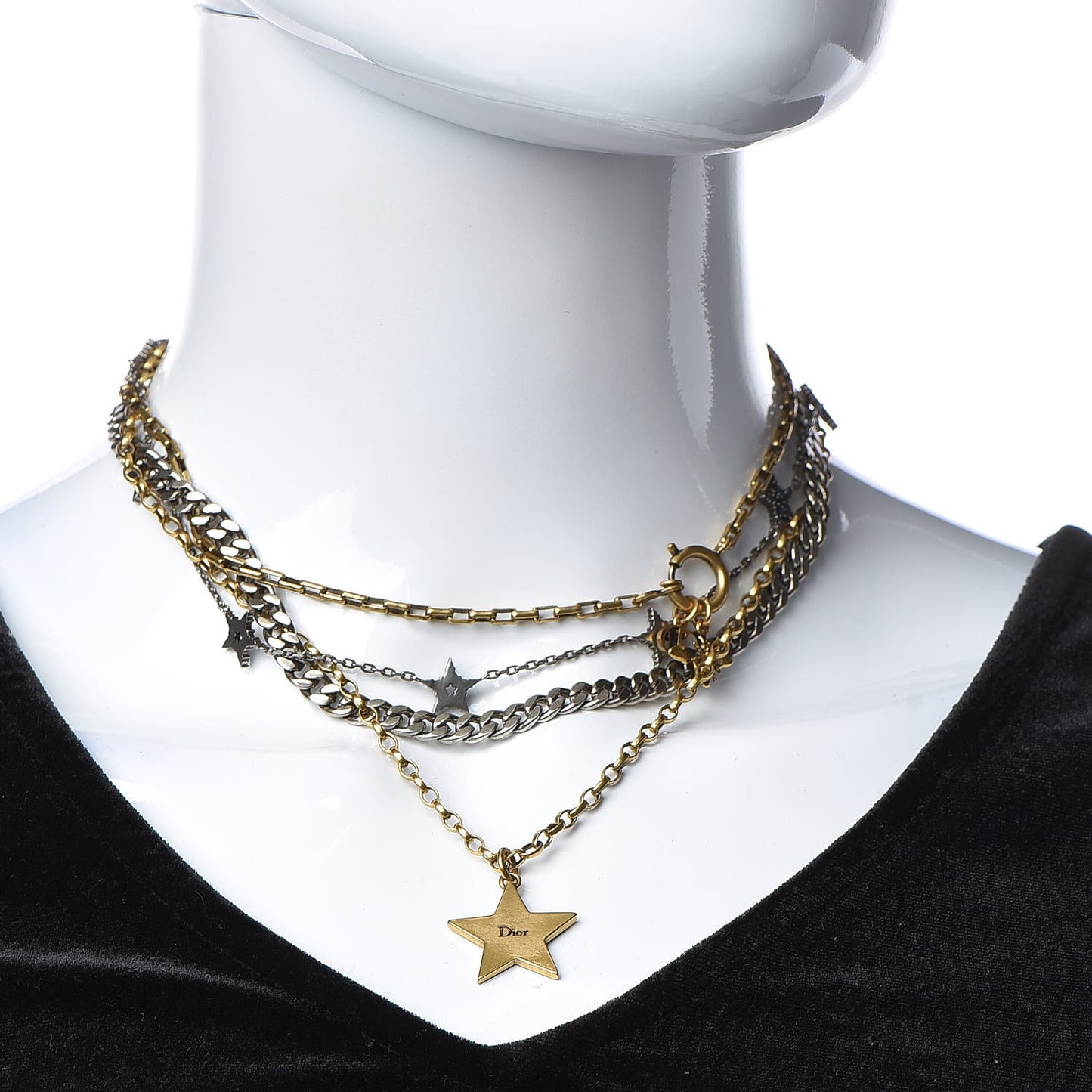 Metal Star J'adior Multi Strand Necklace Aged Gold