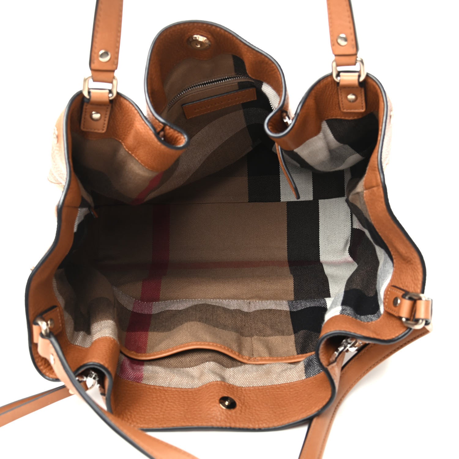 Burberry Brit Calfskin House Check Medium Maidstone Saddle Brown 5 of 9
