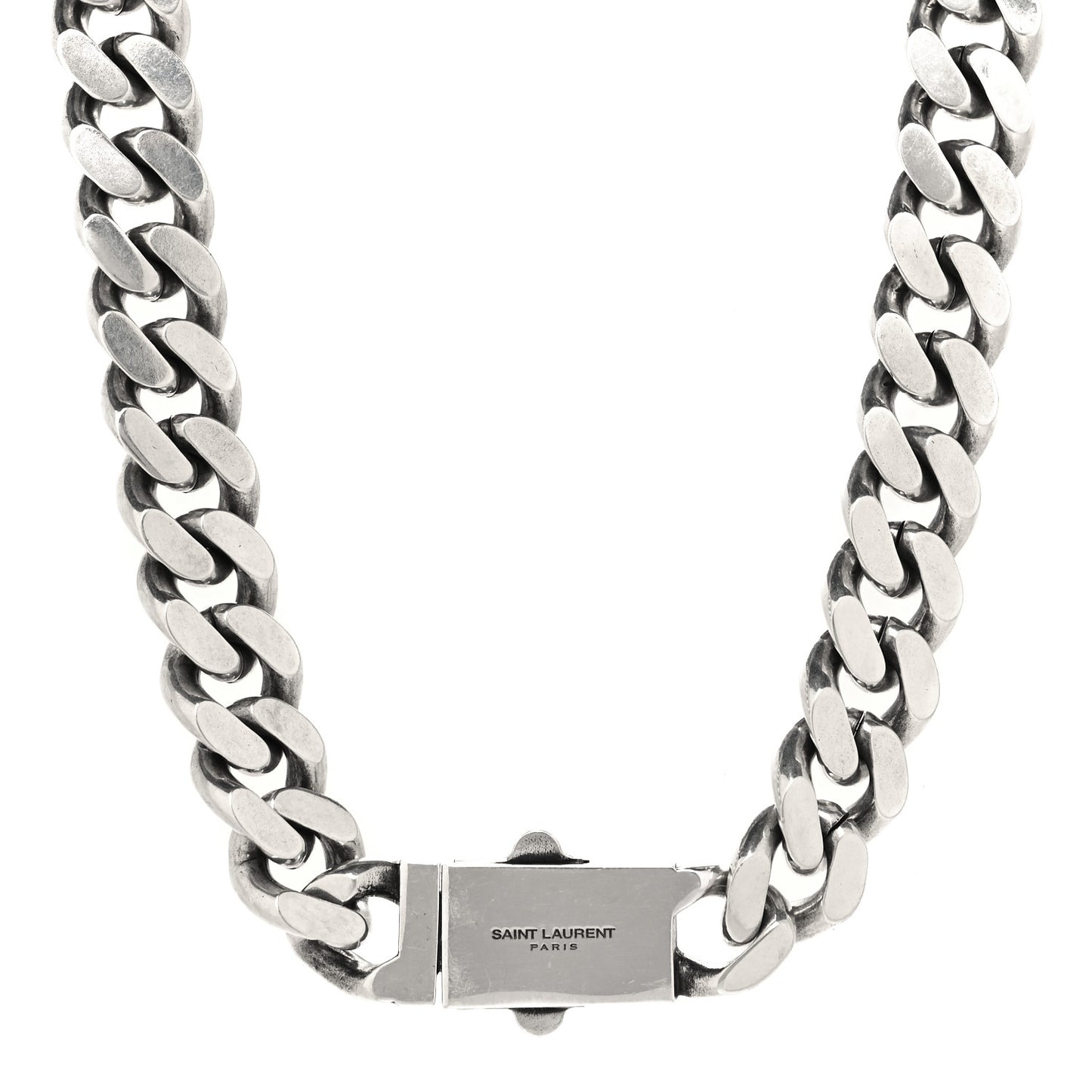 Metal Curb Chain Necklace Oxidized Silver