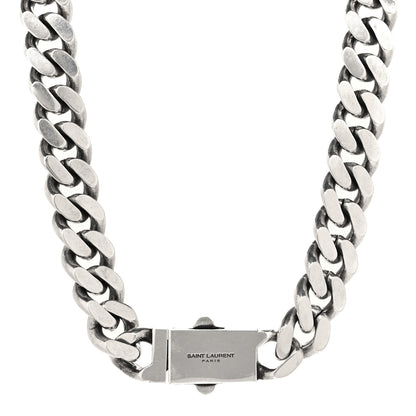 Saint Laurent Metal Curb Chain Necklace Oxidized Silver 1 of 4