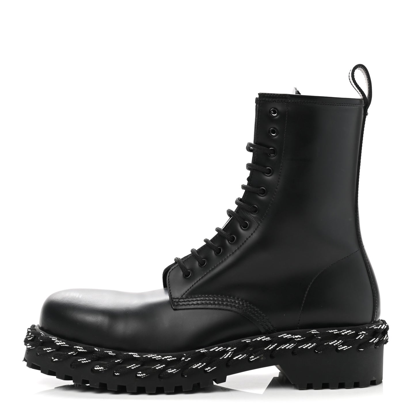 Calfskin Woven Detail Mens Combat Boots 40 Black