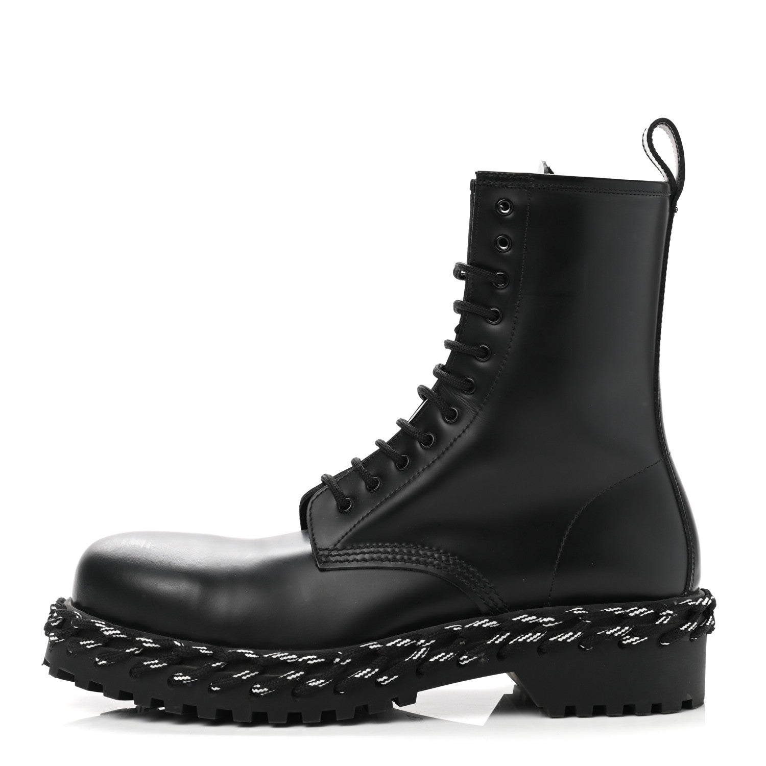 Balenciaga Calfskin Woven Detail Mens Combat Boots 40 Black 1 of 8