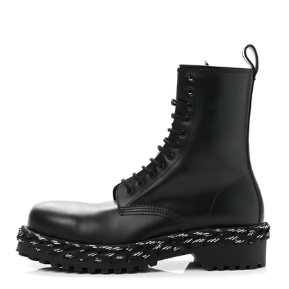 Balenciaga Calfskin Woven Detail Mens Combat Boots 40 Black 1 of 8