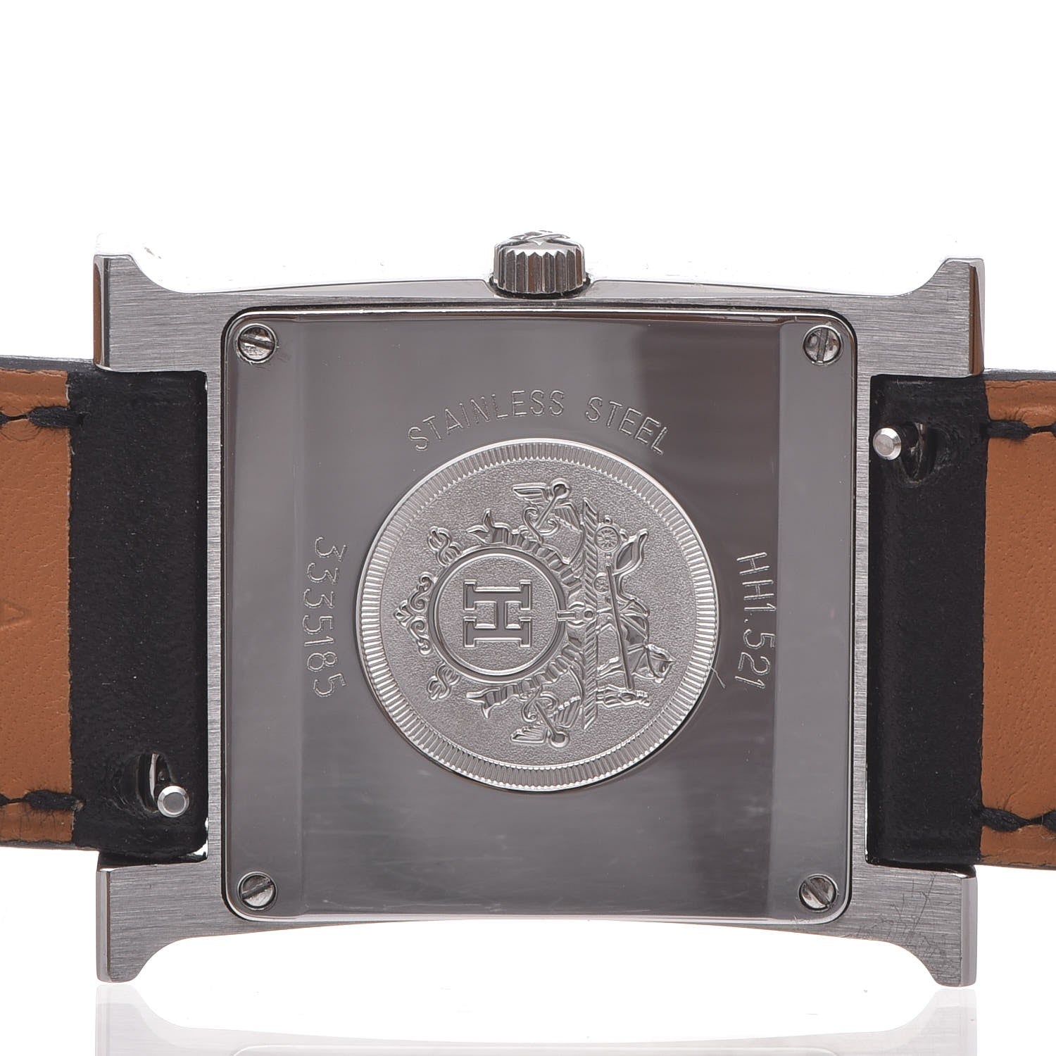 Hermes Stainless Steel Barenia Lacquer 26mm Heure H Hour Double Tour Quartz Watch Noir 5 of 13