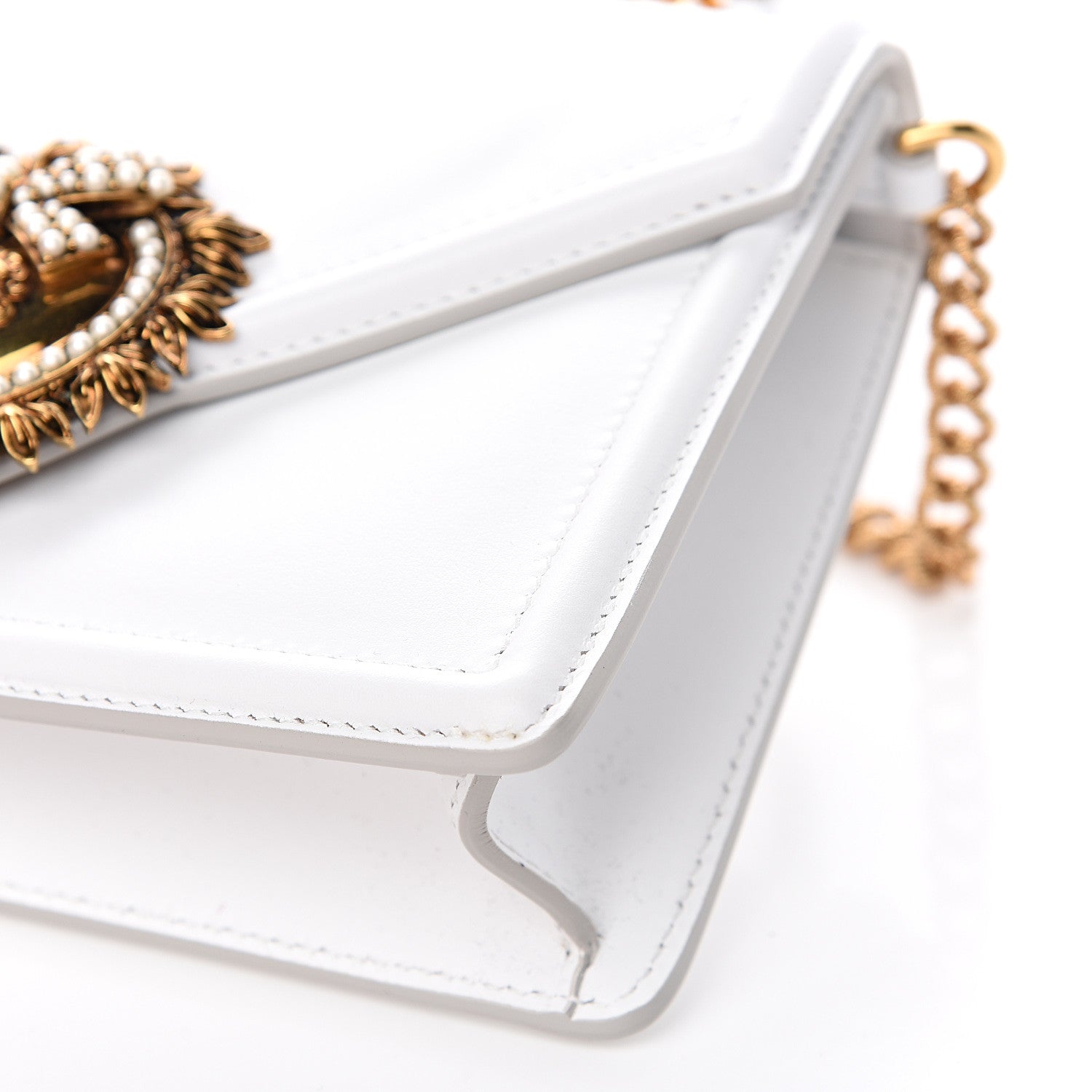 Dolce & Gabbana Smooth Calfskin Small Devotion Envelope Top Handle Bag White 8 of 9