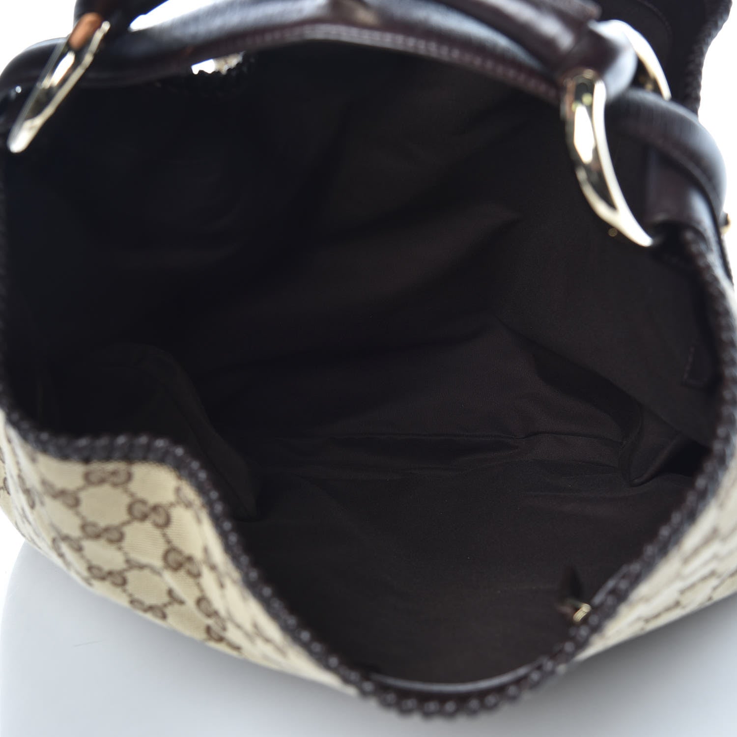 Gucci Monogram Large Horsebit Chain Hobo Dark Brown 5 of 9