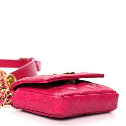 Chanel Caviar Twist Your Buttons Quilted Flap Chain Belt Bag Dark Pink 3 of 10