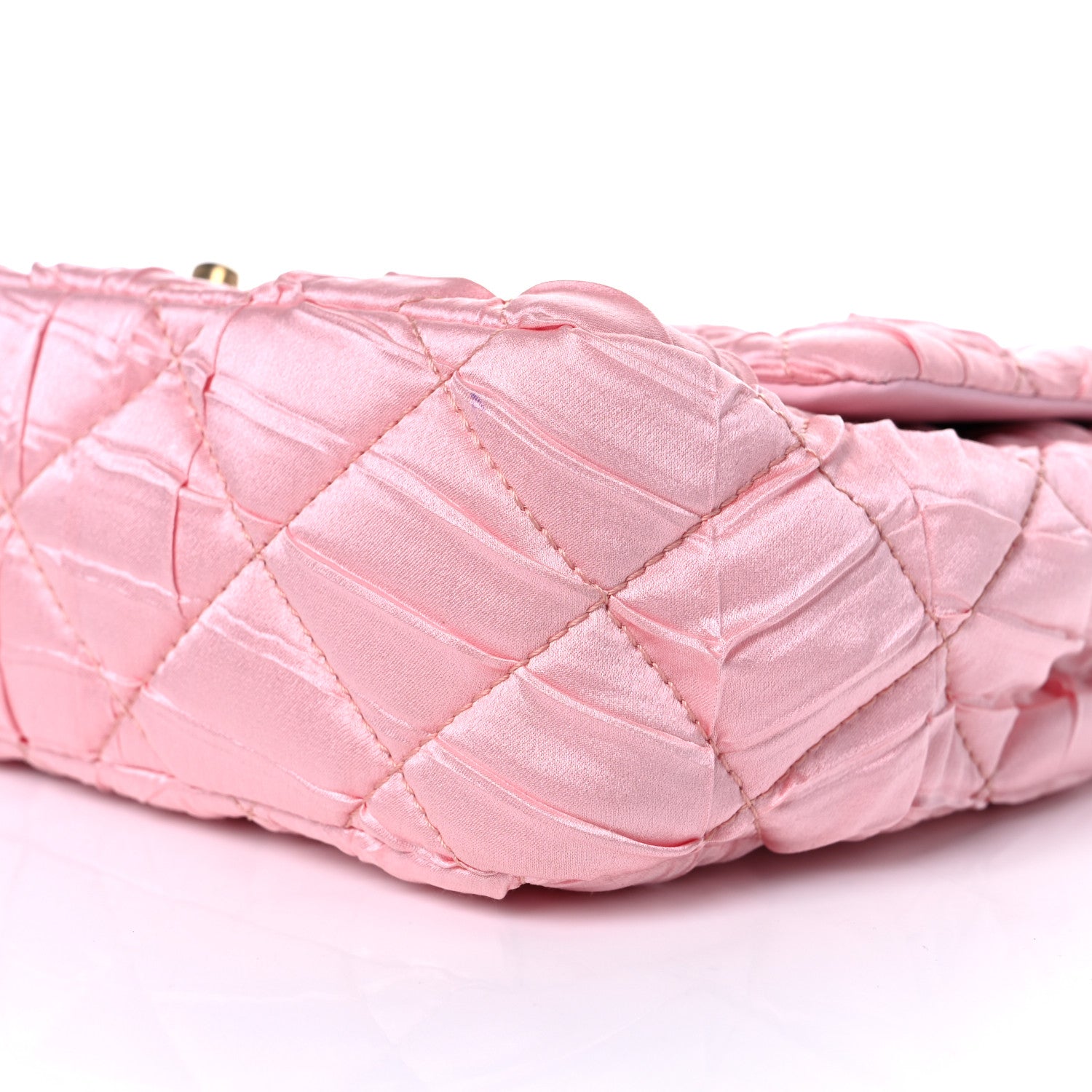 Chanel Satin Quilted Pleated Medium Single Flap Pink 9 of 10