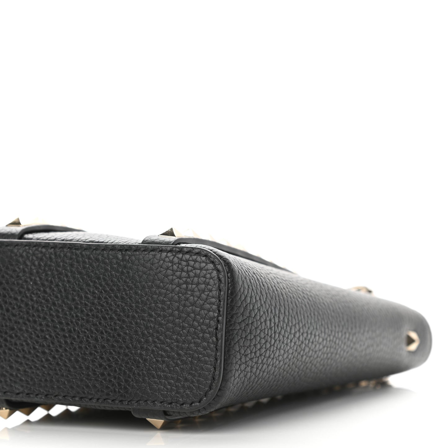 Pebbled Calfskin Rockstud North-South Crossbody Bag Black