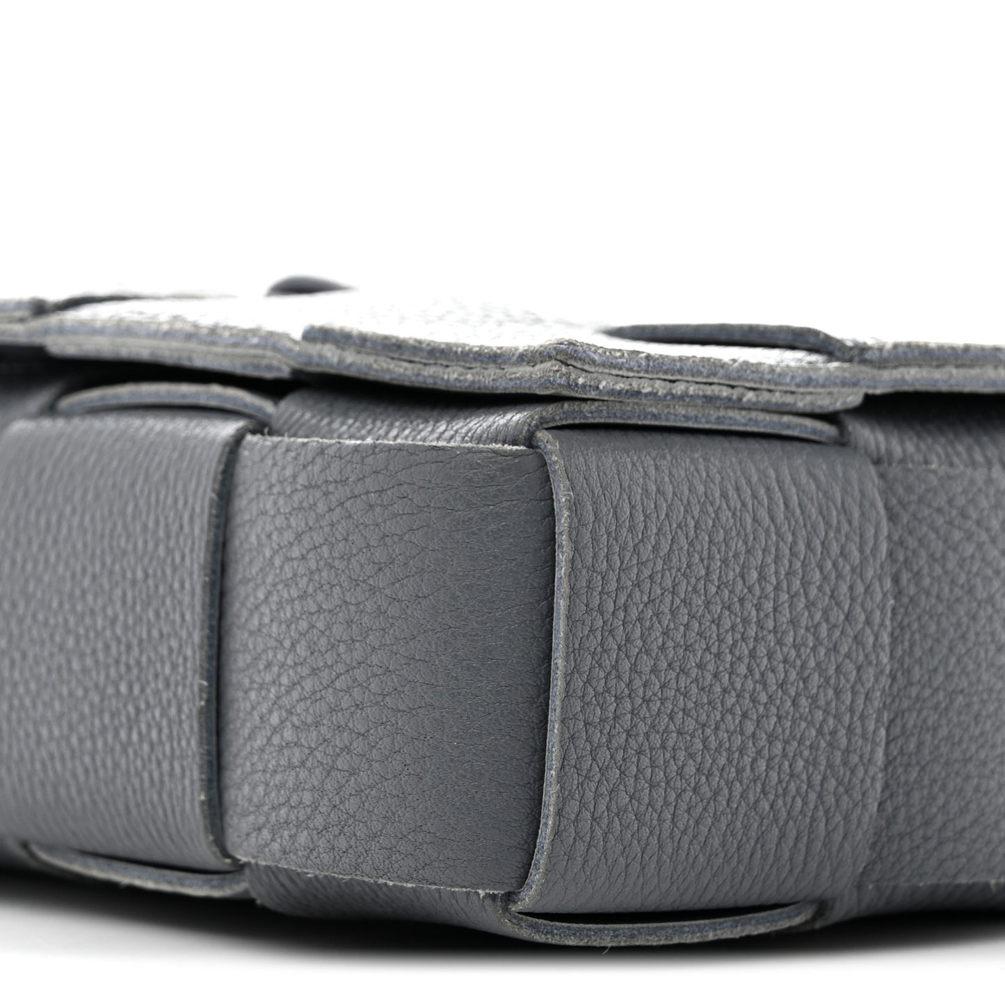 Grained Calfskin Maxi Intrecciato Cassette Crossbody Bag Thunder