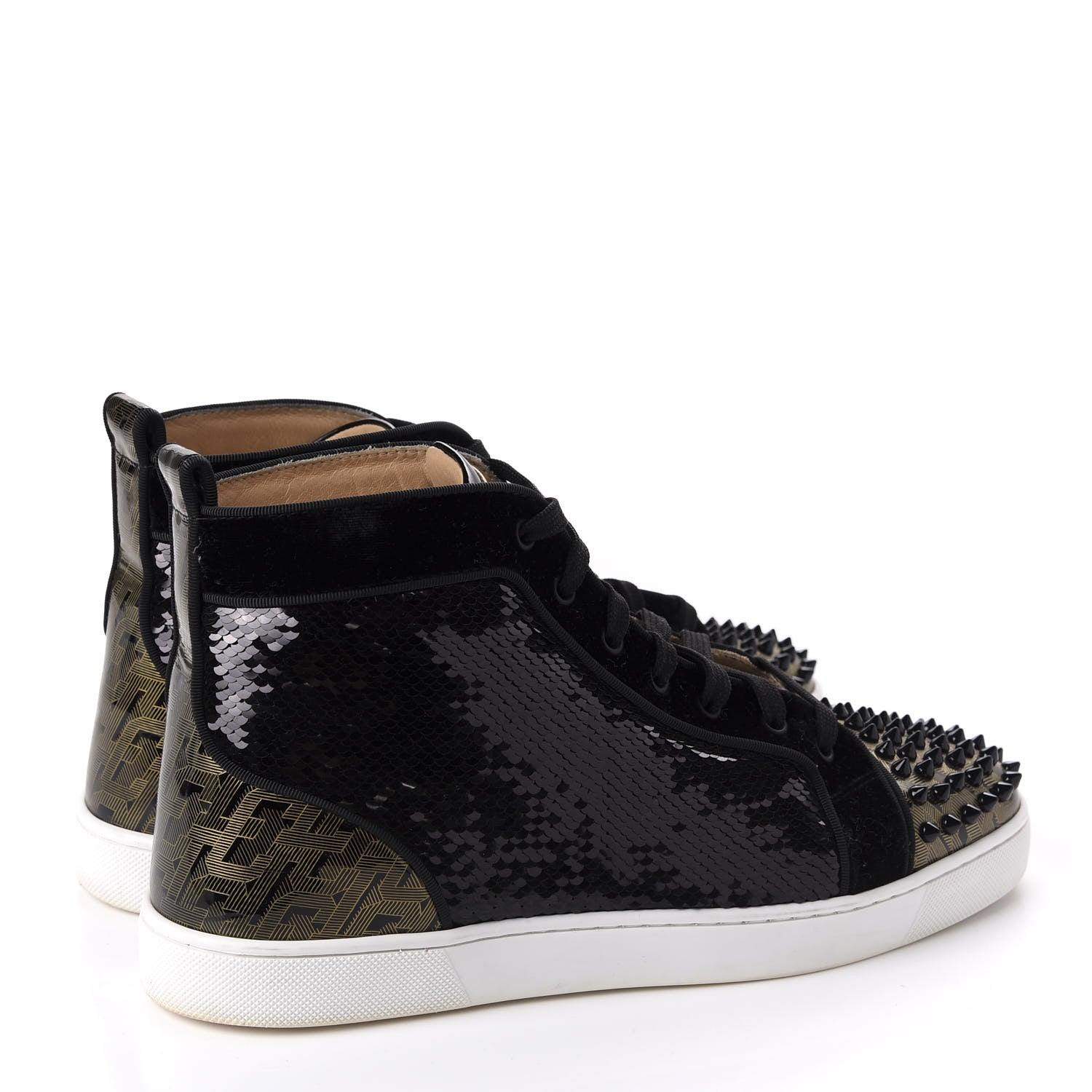 Christian Louboutin Sequin Patent Mens Louis Spikes Orlato Flat Sneakers 43 Black 4 of 11