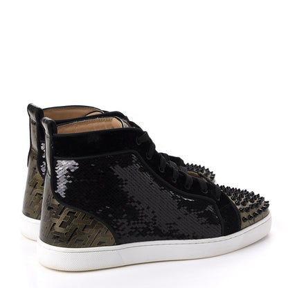 Christian Louboutin Sequin Patent Mens Louis Spikes Orlato Flat Sneakers 43 Black 4 of 11