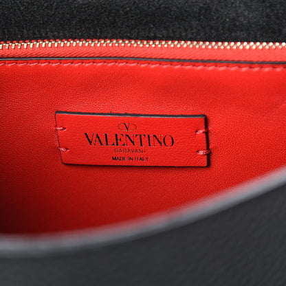 Valentino Garavani Pebbled Calfskin Rockstud Flip Lock Flap Messenger Black 5 of 8