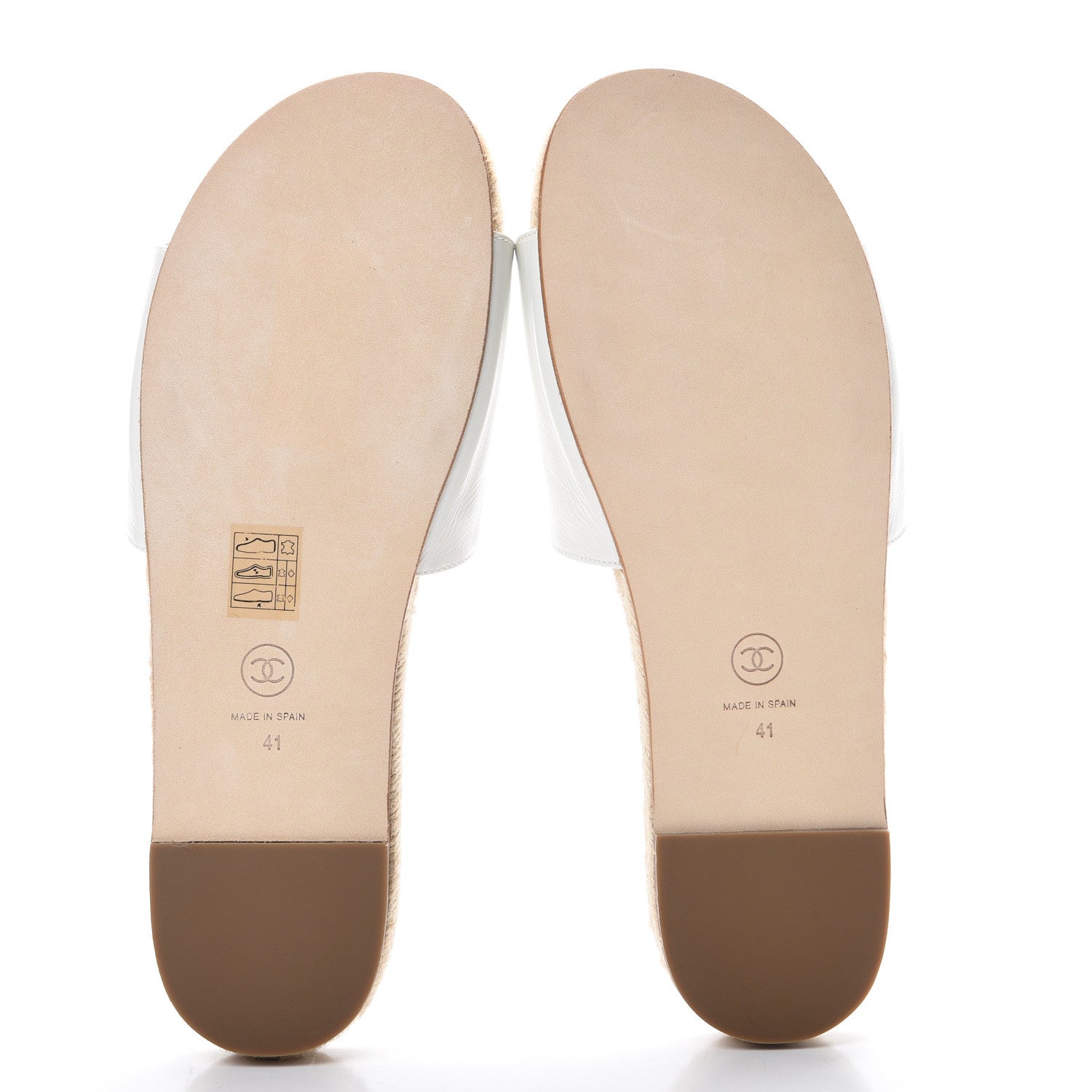 Chanel Calfskin CC Espadrille Slip On Sandals 41 White 5 of 10