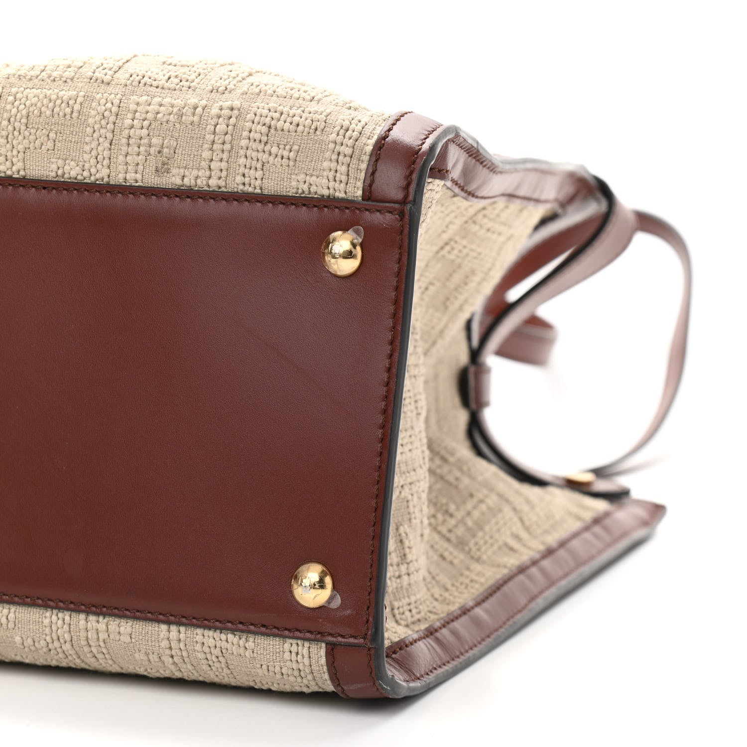 Fendi Sardinian Jacquard Vitello King FF 1974 Embroidered Medium Peekaboo X-Tote Corda Praline 9 of 9