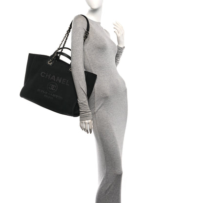 Chanel Mixed Fibers Medium Deauville Tote Black 2 of 11