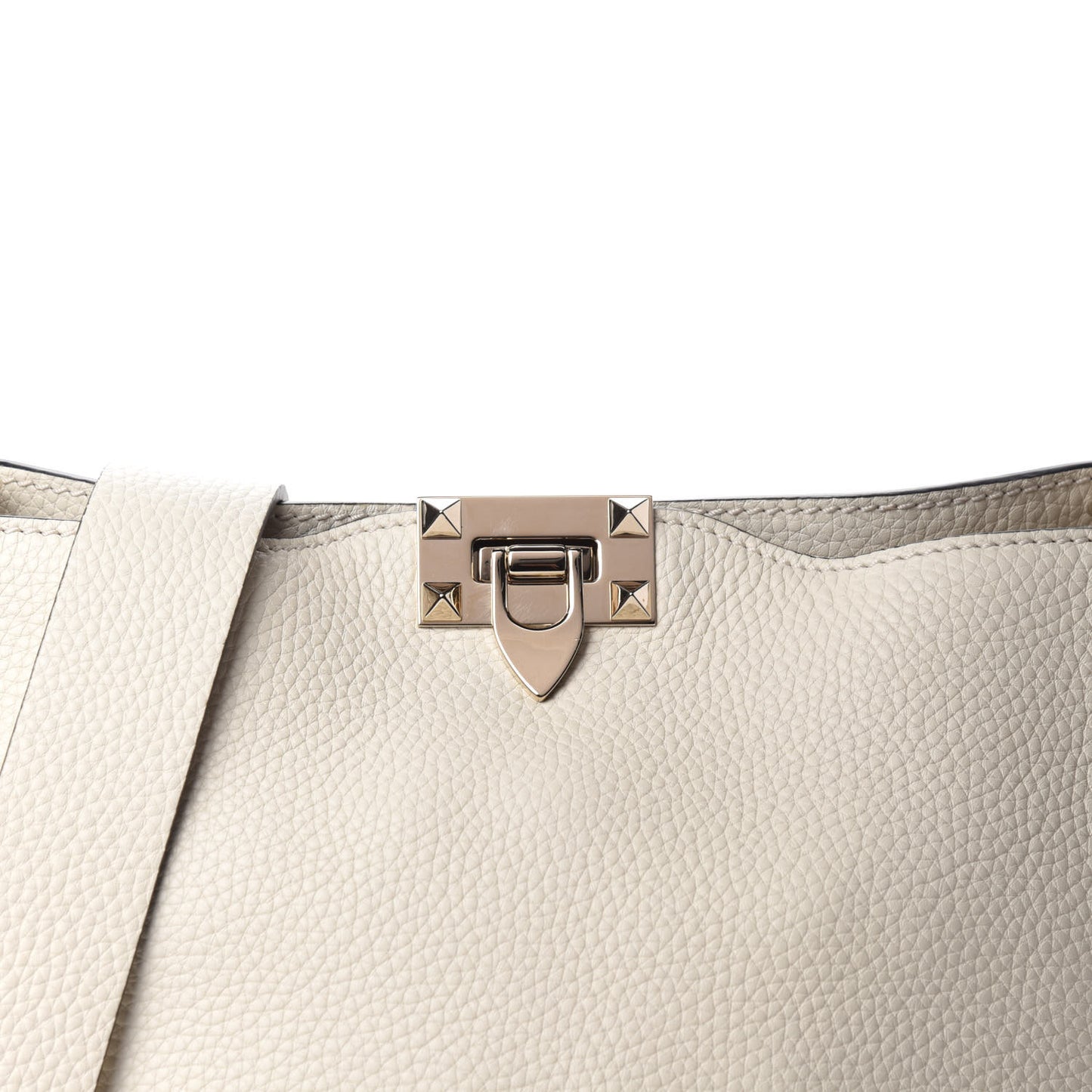 Pebbled Calfskin Small Rockstud Flip-Lock Messenger Bag Light Ivory