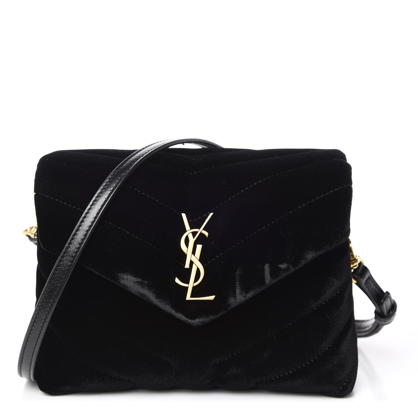 Velvet Y Quilted Monogram Toy Loulou Chain Satchel French Black