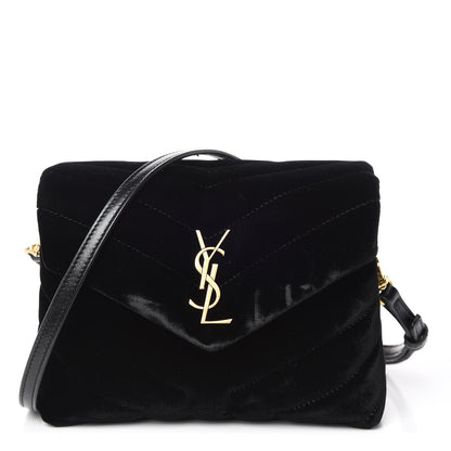 Saint Laurent Velvet Y Quilted Monogram Toy Loulou Chain Satchel French Black 1 of 10