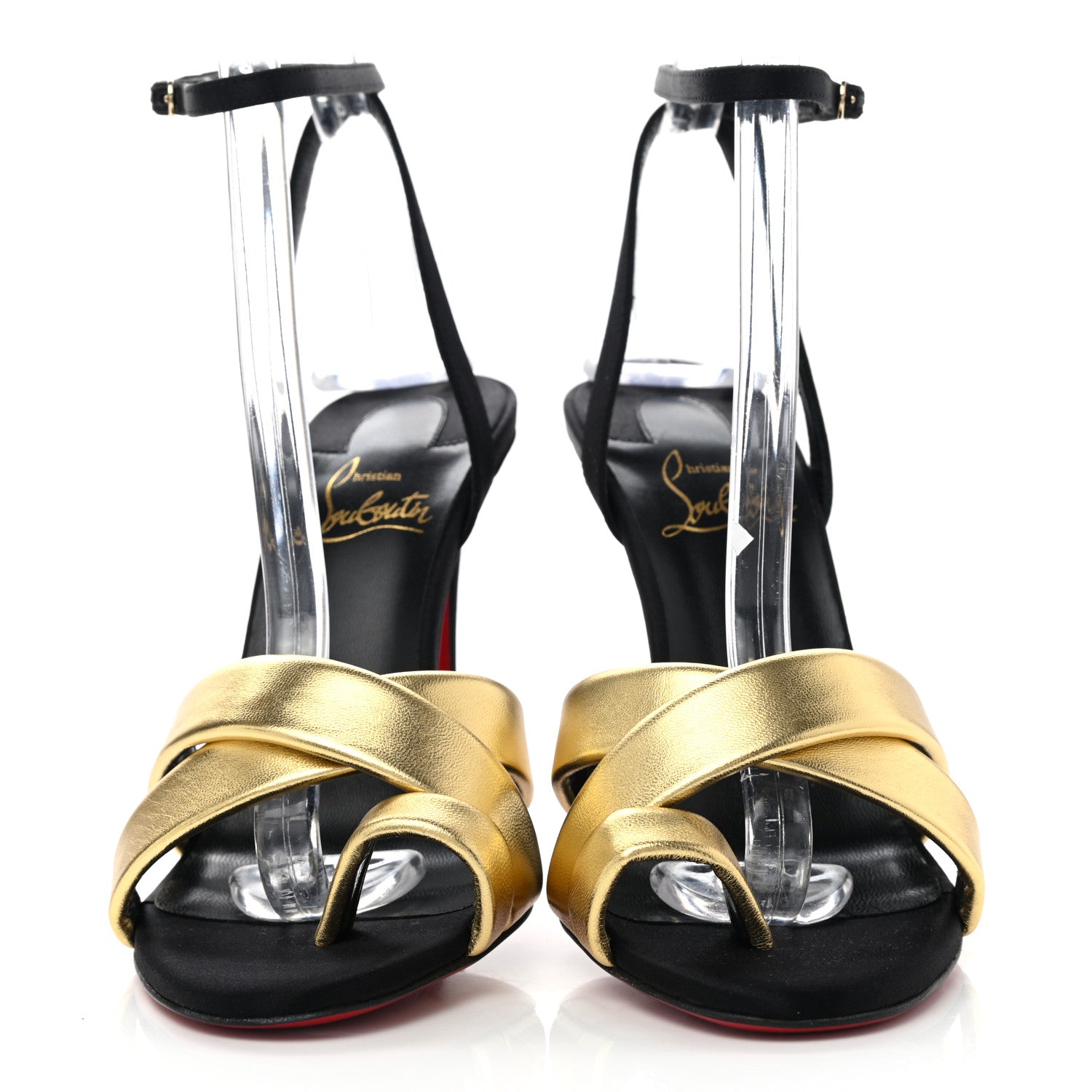 Christian Louboutin Metallic Nappa Laminato Just Me 100 Sandals 37 Black Gold 2 of 9