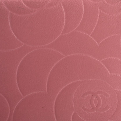 Chanel Lambskin Camellia Embossed Zip Around Organizer Wallet Pink 18 of 22