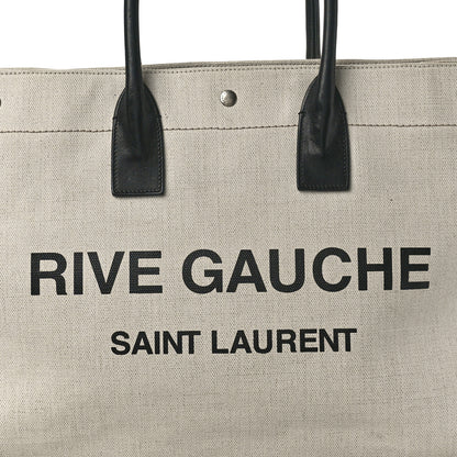 Saint Laurent Linen Calfskin Rive Gauche Tote Optic White 8 of 13