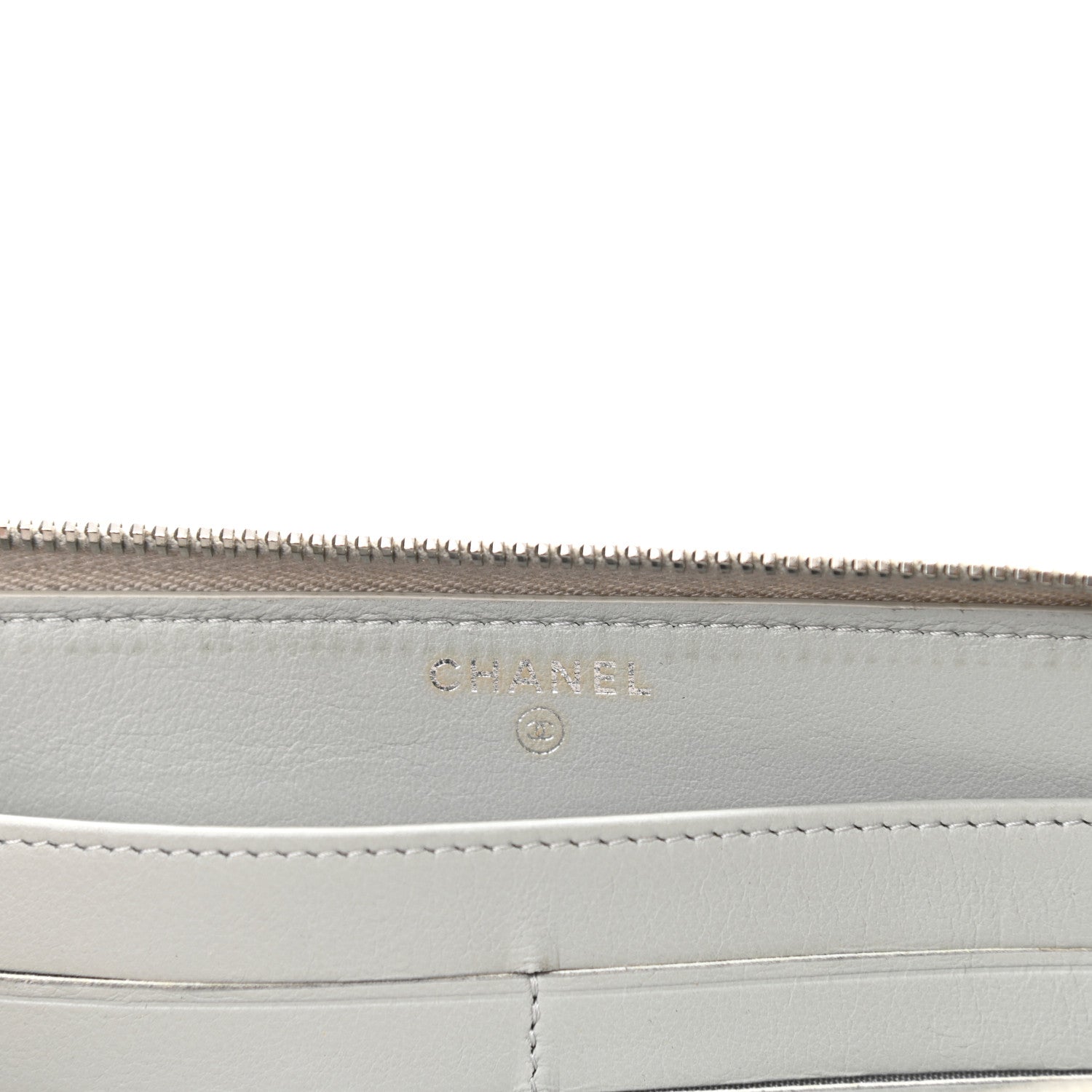 Chanel Canvas Deauville Zip Around Wallet Grey 6 of 9