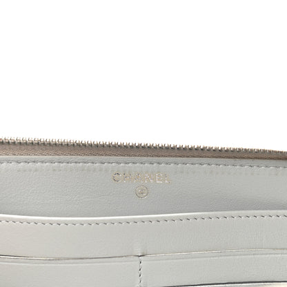 Chanel Canvas Deauville Zip Around Wallet Grey 6 of 9