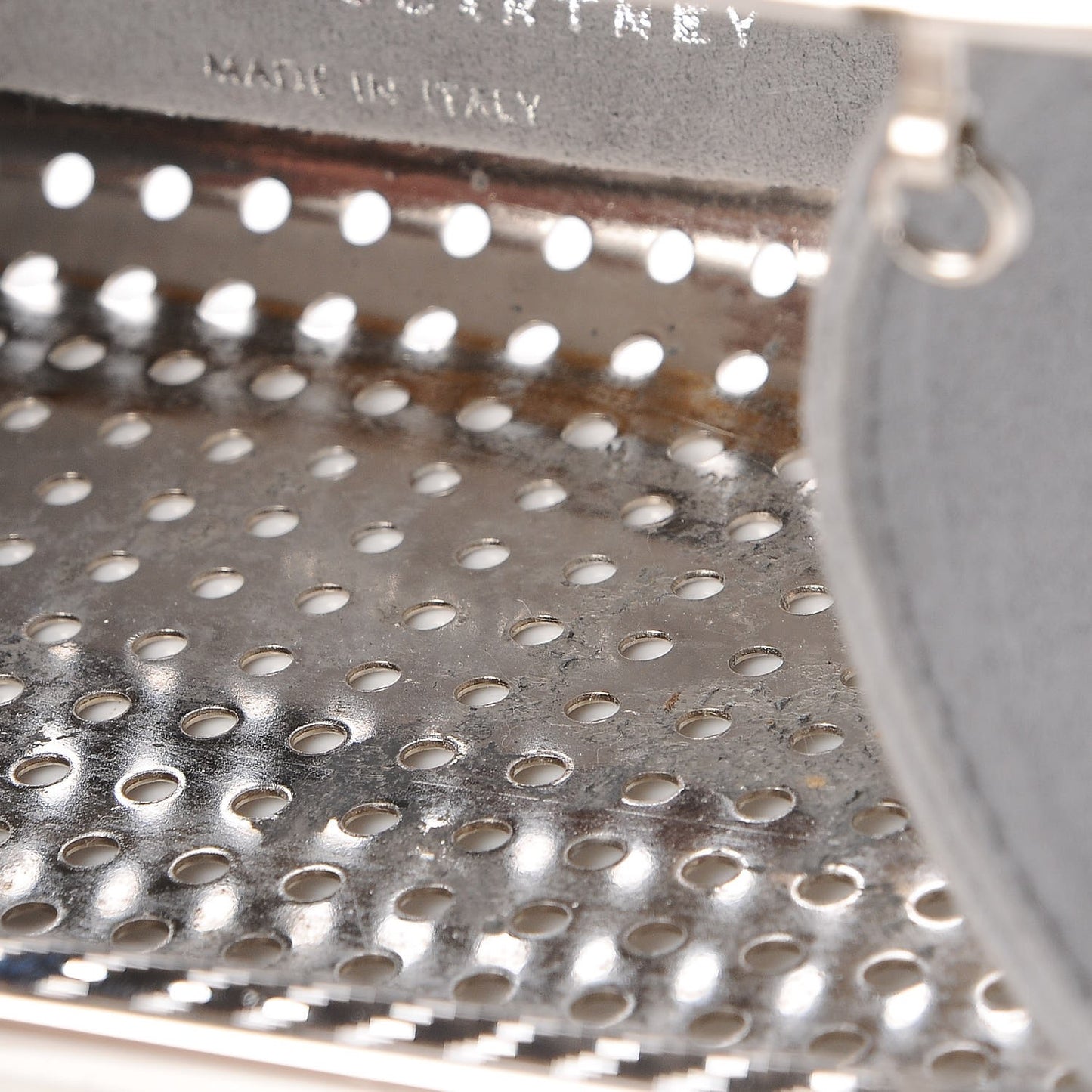Metal Perforated Kasia Crossbody Clutch Bag Silver