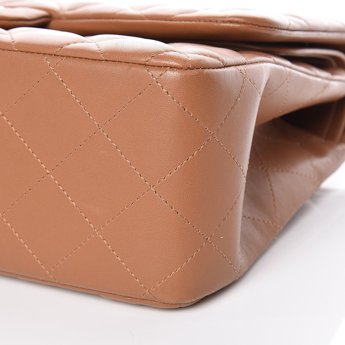 Lambskin Quilted Jumbo Double Flap Brown