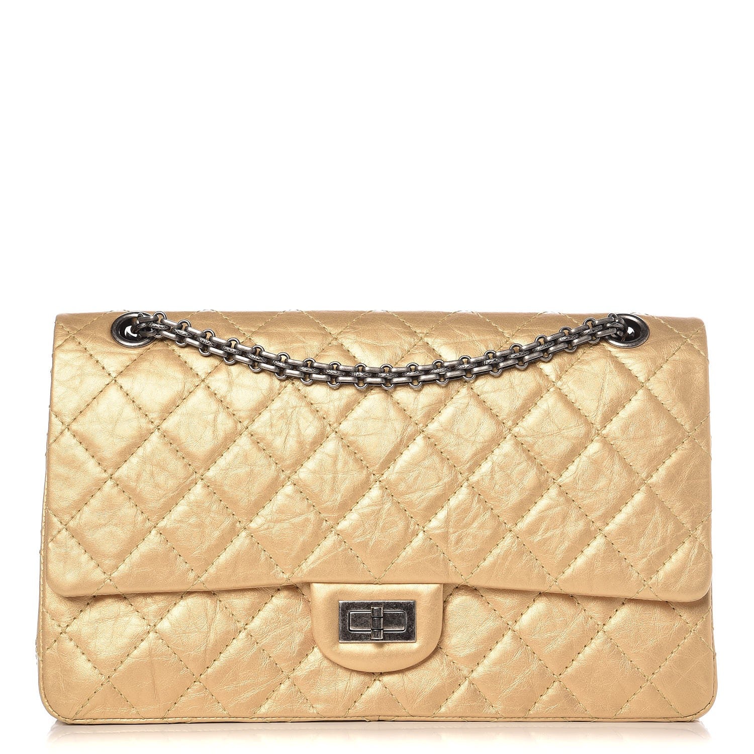 Chanel Metallic Aged Calfskin Quilted 2.55 Reissue 226 Flap Gold 1 of 16