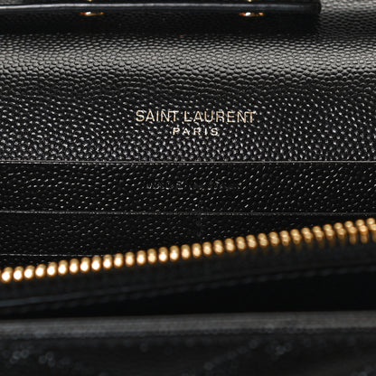 Saint Laurent Grain De Poudre Matelasse Chevron Monogram Chain Wallet Black 7 of 10