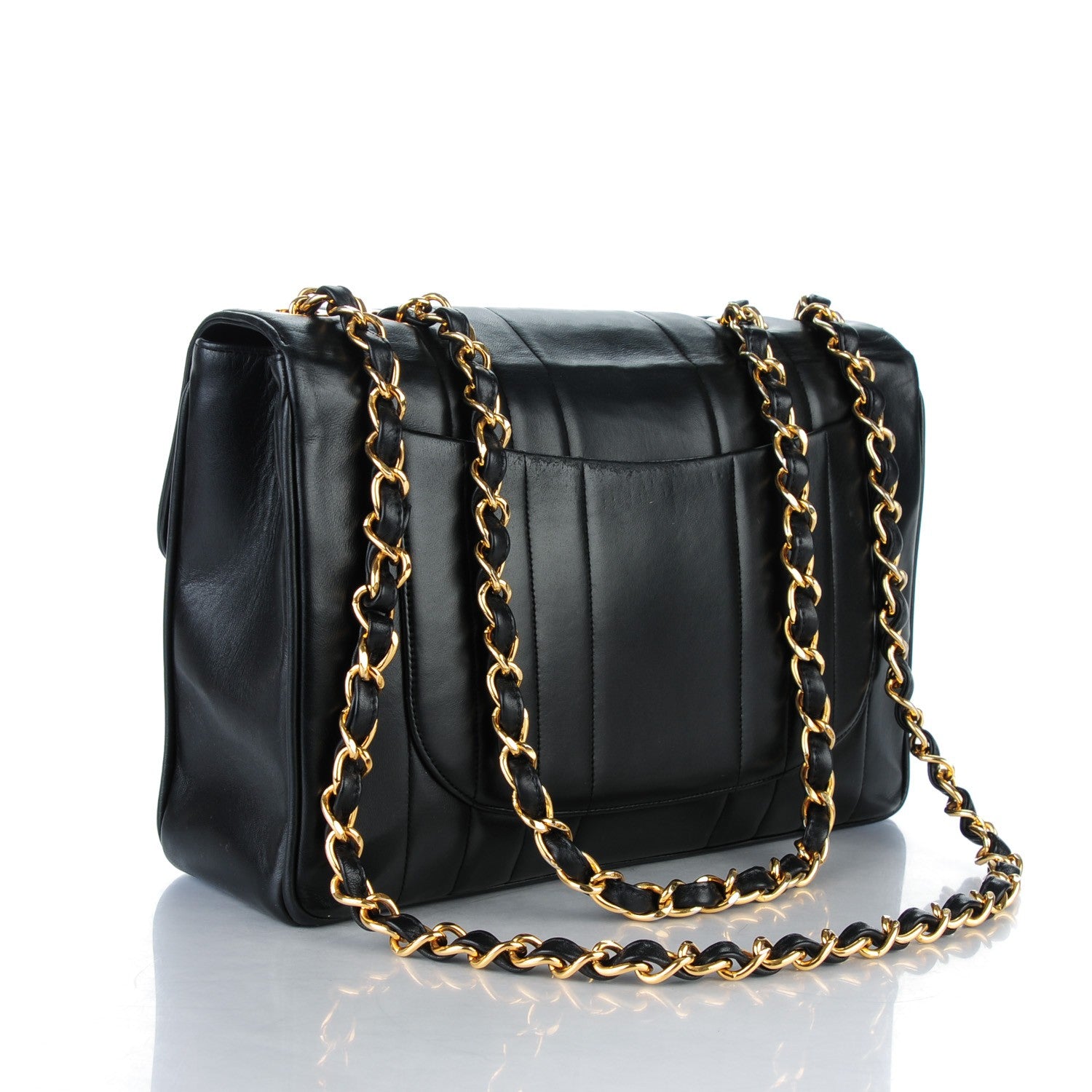 Chanel Lambskin Vertical Quilt Jumbo Flap Black 3 of 10