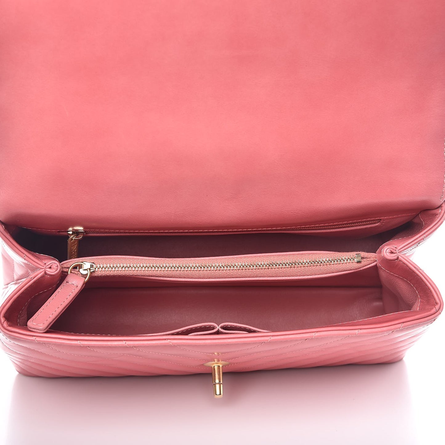 Calfskin Lizard Chevron Quilted Small Coco Handle Flap Pink