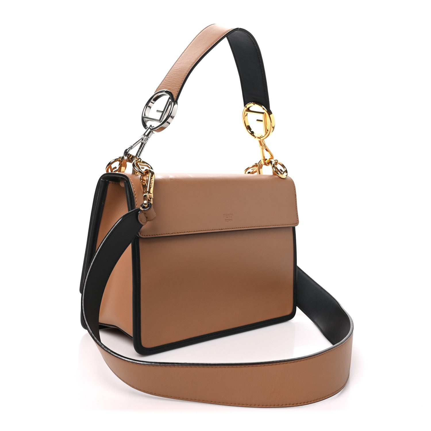 Fendi Vitello Century F is Fendi FF Embossed Kan I Shoulder Bag Orzo Tobacco 3 of 9