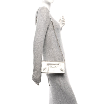 Balenciaga Metallized Arena Lambskin Classic Silver Hardware Le City Wallet On Chain Silver 2 of 9