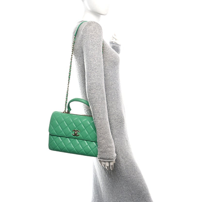 Chanel Lambskin Quilted Medium Trendy CC Flap Dual Handle Bag Green 2 of 10