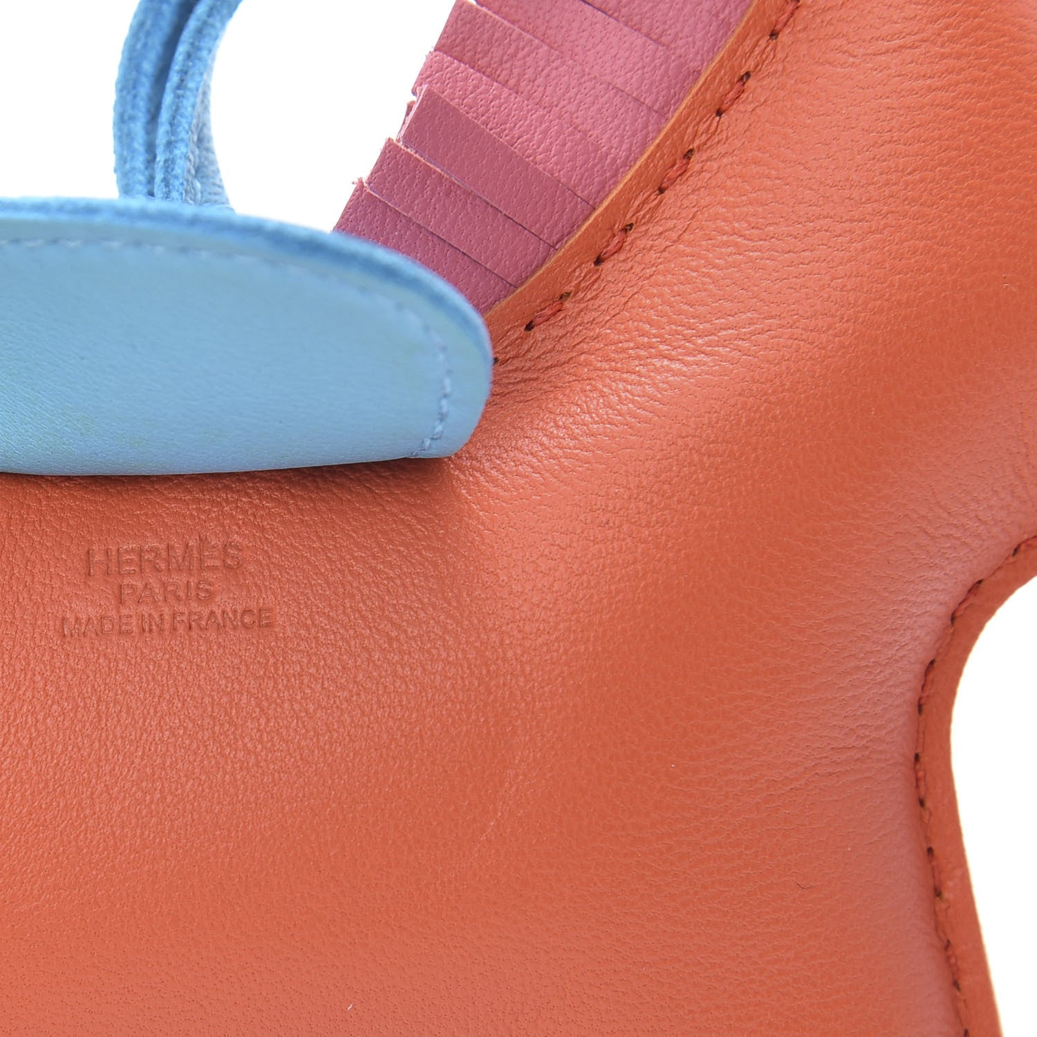 Hermes Milo Lambskin Grigri Rodeo Horse Bag Charm MM Orange Poppy Rose Azalee Bleu Azteque 3 of 4