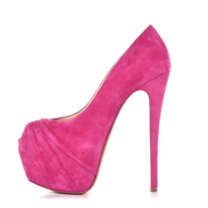 Christian Louboutin Suede Drapesse 160 Pumps 38.5 Grenadine 1 of 14