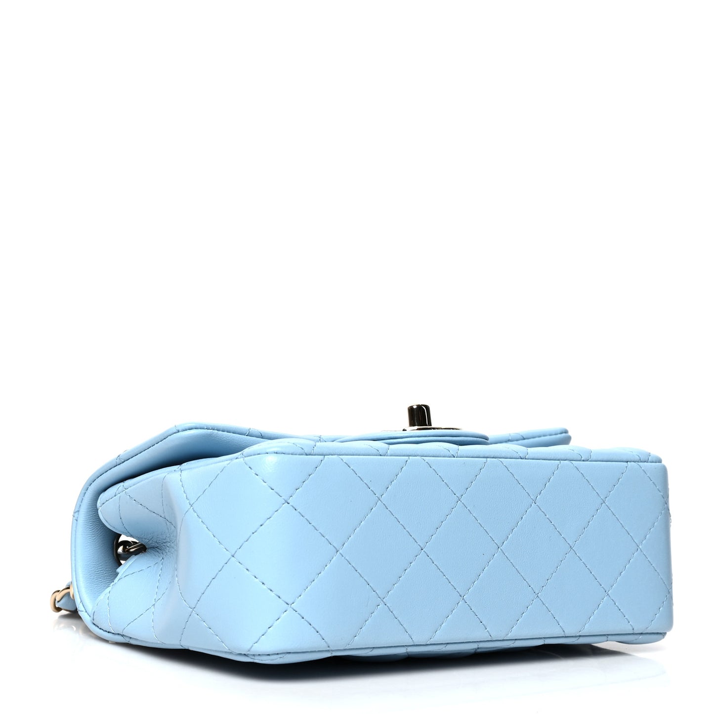 Lambskin Quilted Mini Rectangular Flap Light Blue