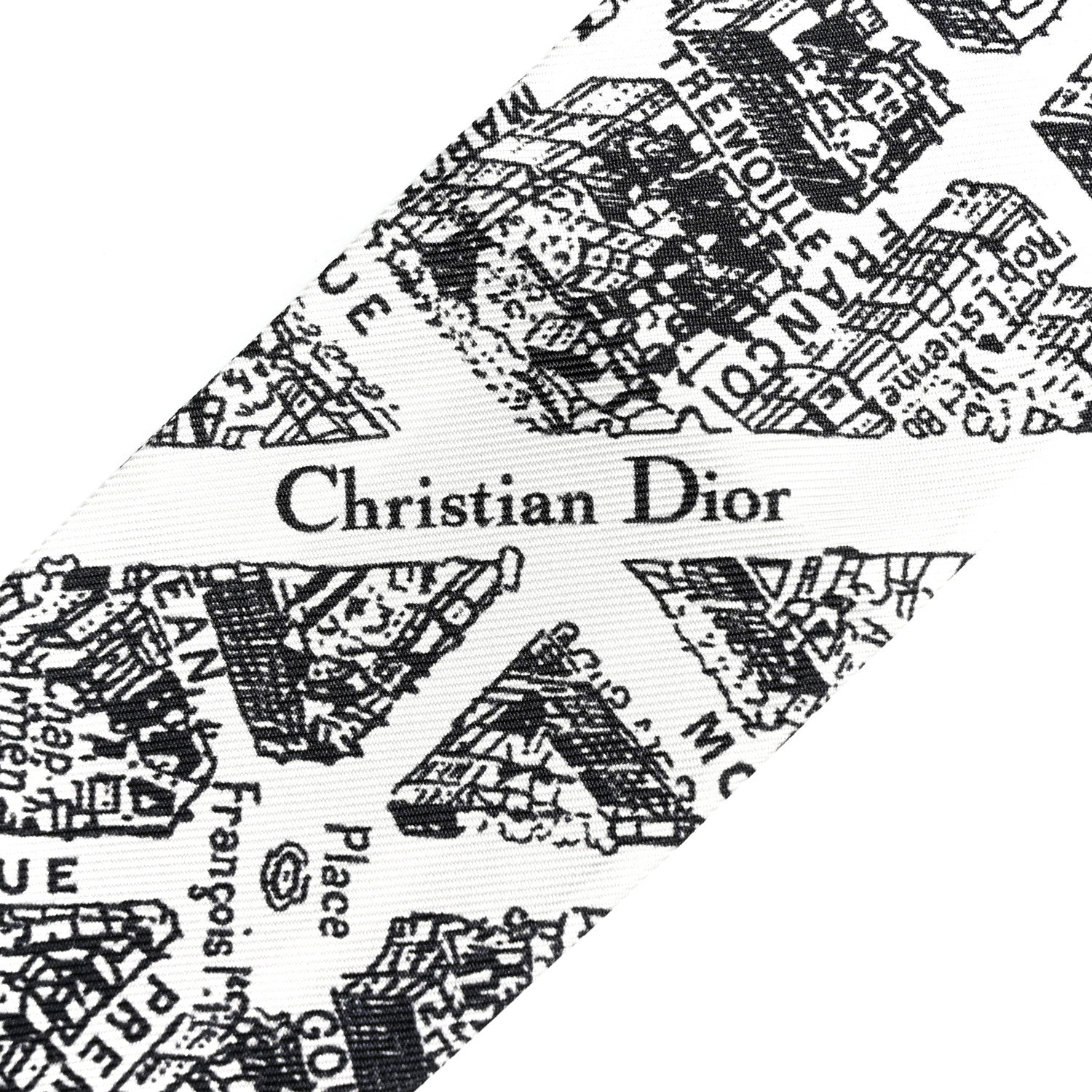 Christian Dior Silk Plan De Paris Mitzah Scarf White Black 3 of 3