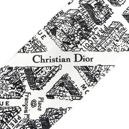 Christian Dior Silk Plan De Paris Mitzah Scarf White Black 3 of 3
