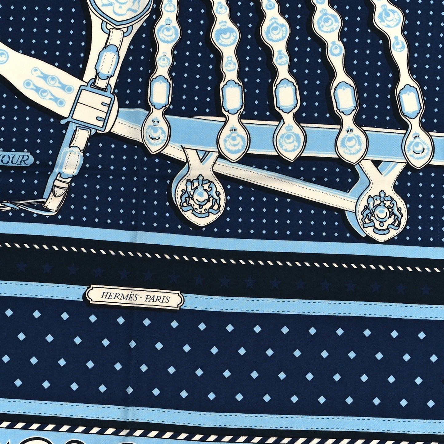 Cashmere Silk Harnais De Cour Bandana Shawl 140 Marine Bleu Ciel